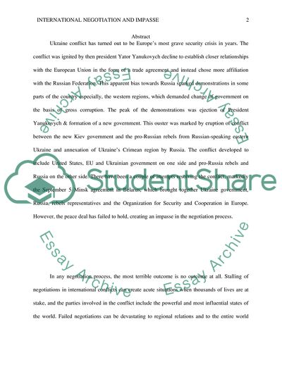 International Negotiation and Impasse