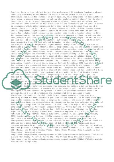 Contributions of PSU Graduate Business Alumni