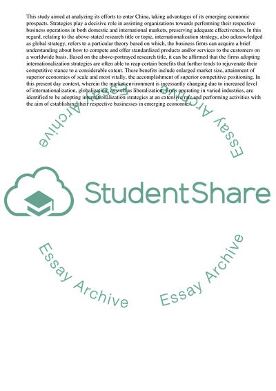 Internationalization of a Multinational Firm into an Emerging Economy Context