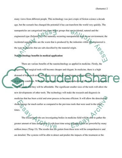 Nanotechnology Benefits and Effects in Medical Application