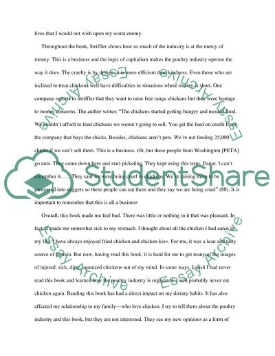 The book report on Chicken: The Dangerous transformation of Americas Favorite Food