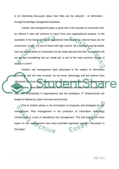 Risk Management: Theory and Practice