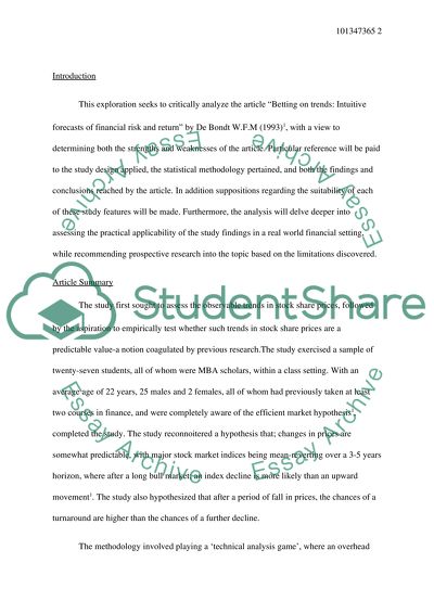 Intuitive Forecasts of Financial Risk and Return