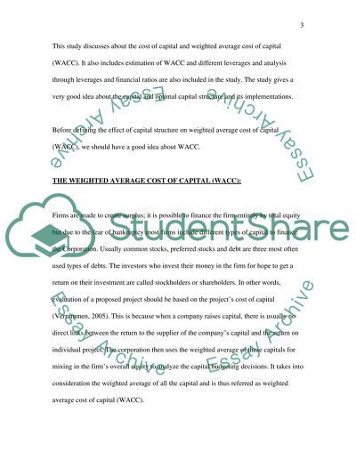 Effect of Capital Structure on the Weighted Average Cost of Capital