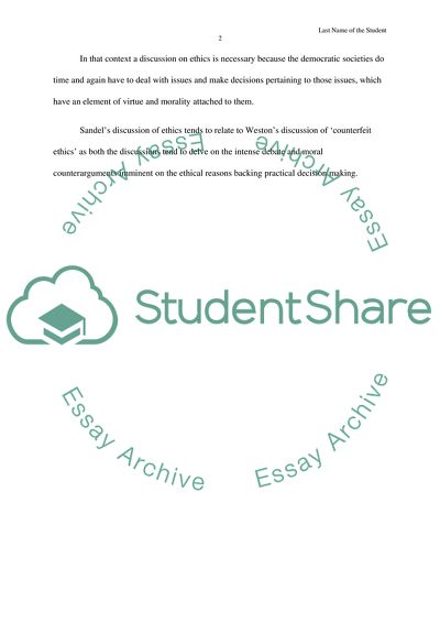 Sandel, Doing the Right Thing