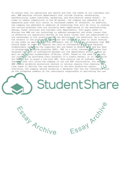 Business Information Systems and Enterprises Resource Planning