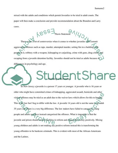 Larry and Brandon Case of Juveniles as Adults or Not