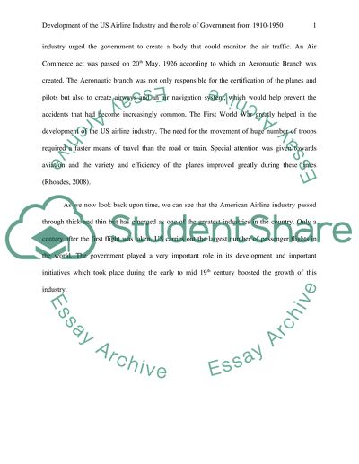Development of the US Airline Industry
