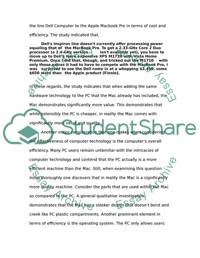 Computers Overall Efficiency - Apple Versus PC