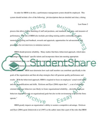 Reliability and Employee Performance