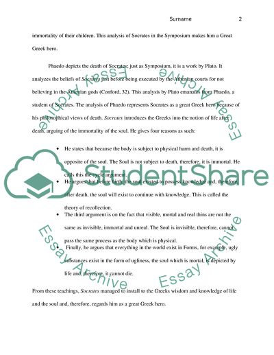 Symposium and Phaedo determine why Socrates is spared the tragic fate of many old Greek heroes