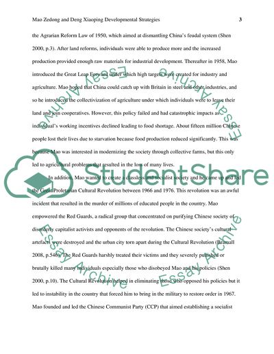 Mao Zedong and Deng Xiaoping Developmental Strategies