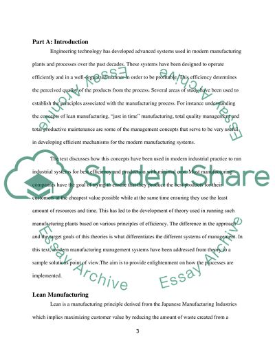 Manufacturing Systems and Quality