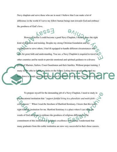 Personal Statement for Hartford seminary school