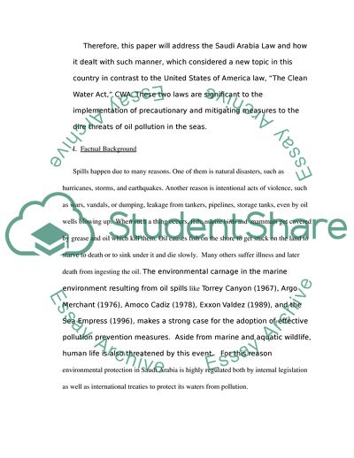 Analysis of Clean Water Act in Saudi Arabia