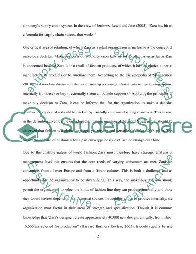 Supply Chain Management for Zara