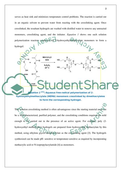 Usage of Hydrogels, Solution Polymerization