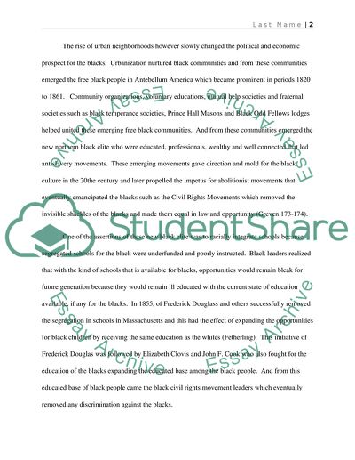 Free Black people in Antebellum America between 1820-1861