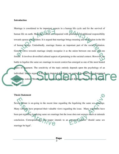 Should same sex marriage be legal