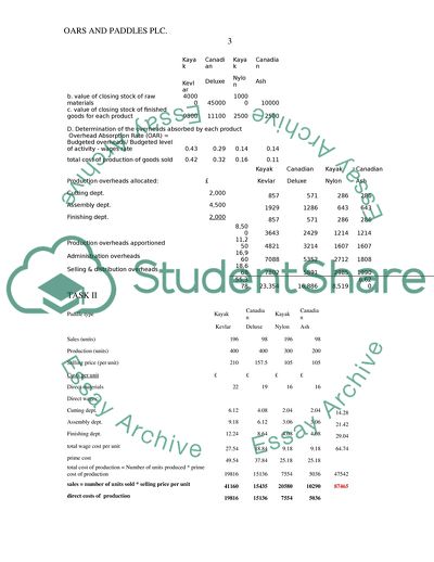 Oars and Paddles Plc. Analysis