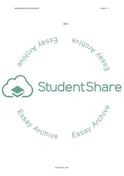 Philosophy of Linguistics:Methodology & Ontology