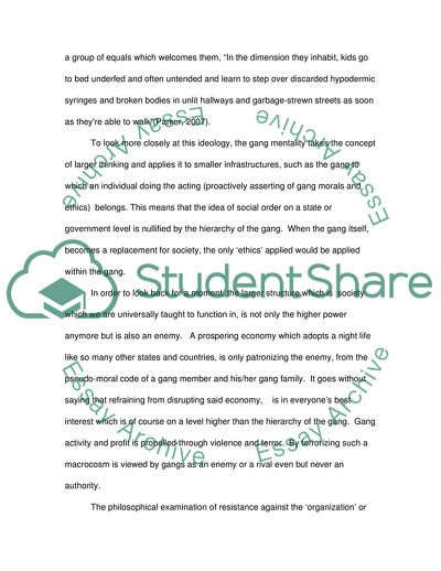 A Philosophical Approach to the Subject of Gang Activity in Londons Night Time Economy