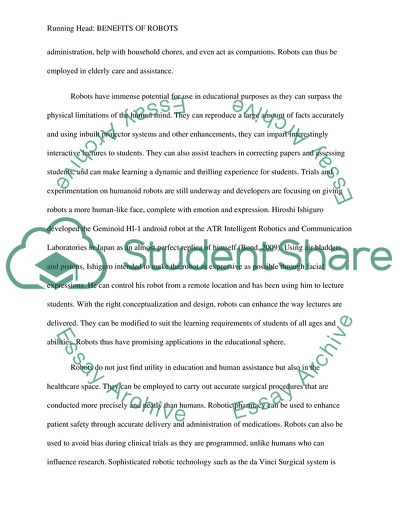 Benefits of Using Robots in the Community as Housekeepers or Carers for the Elderly