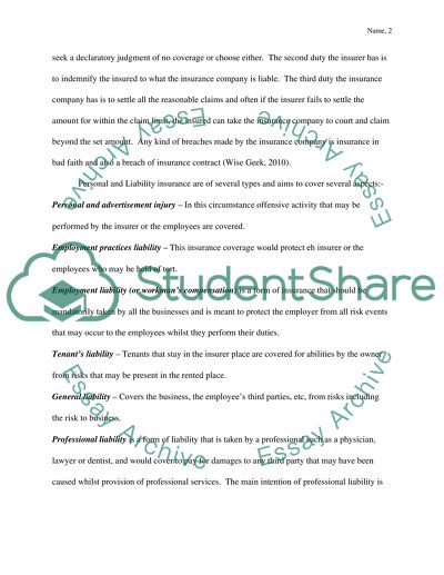 Property and Liability Insurance