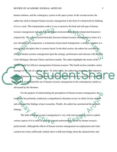 Review of Academic Journal Articles