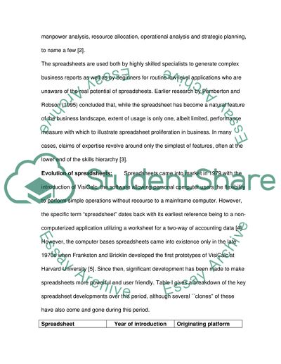 THE VARIOUS TYPES OF SPREADSHEET PROGRAMS
