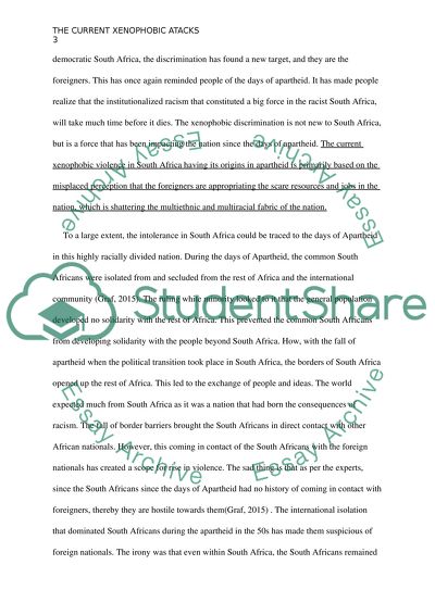 The Current Xenophobic Attacks in South Africa