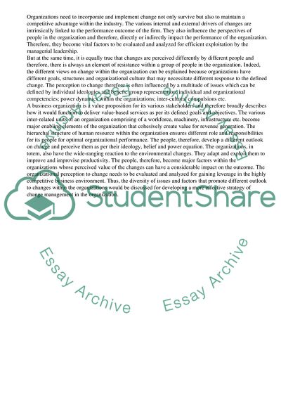 The Organization Needs to Change to Maintain Competitive Advantage