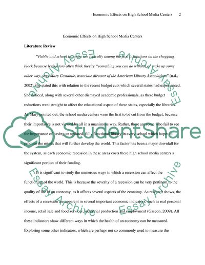 Economic Effects on High School Media Centers
