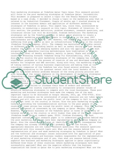 Poor Marketing Strategies at Vodafone Qatar