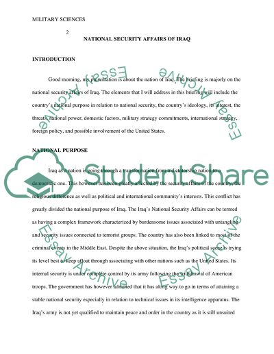 National Security Affairs of Iraq