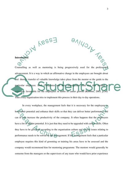 Explaining the relevance and importance of mentoring and counselling roles in the workplace