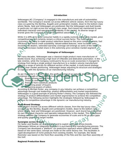 Industry Assignment #2 Volkswagen AG Group