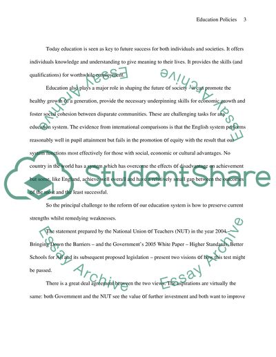 Education Policies in the UK