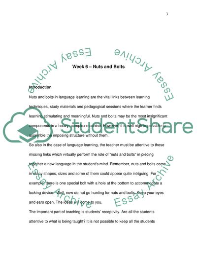 Nuts and Bolts in Language Learning