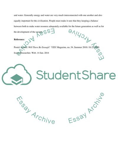 Summary of Article Related to Global Water Crisis