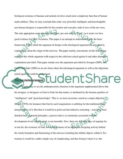 Metaphysics: The Teleological Argument