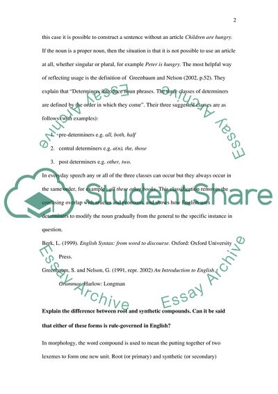 The Various Semantic Classes of Determiners in English