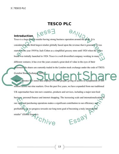 Financial Analysis of Tesco Plc