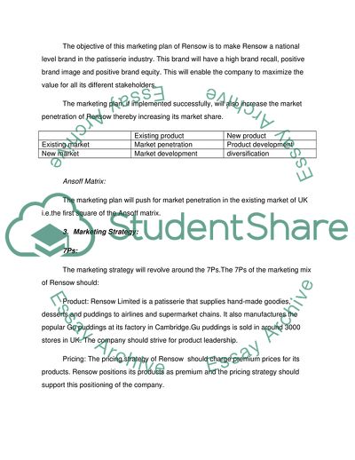 Marketing plan of Rensow ltd