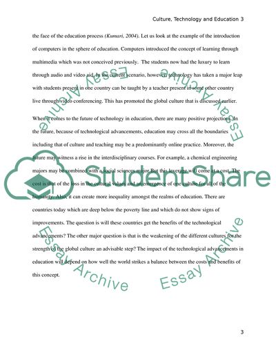 Culture, Technology and Education