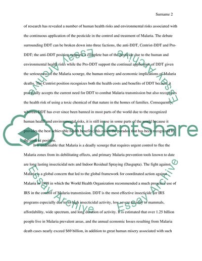 Health Costs And Benefits Of DDT Use