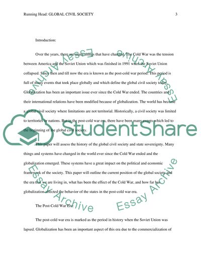 To what extent has Global Civil Society impacted on the behaviour of states in post-Cold War era