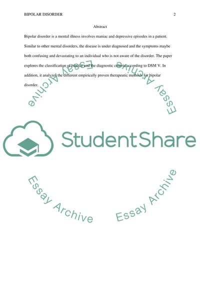 Bipolar Disorder: Diagnostics and Treatment