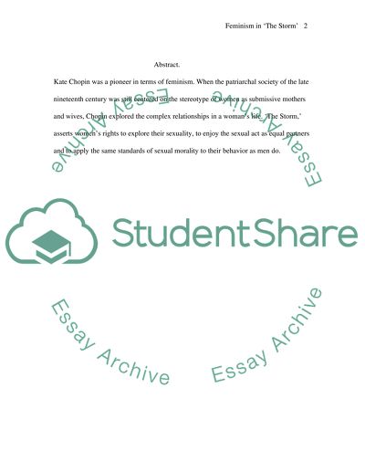 Feminism and Kate Chopins The Storm