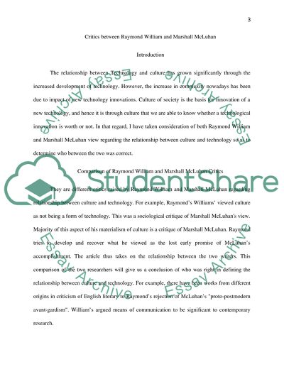 Critics Between Raymond William and Marshall McLuhan